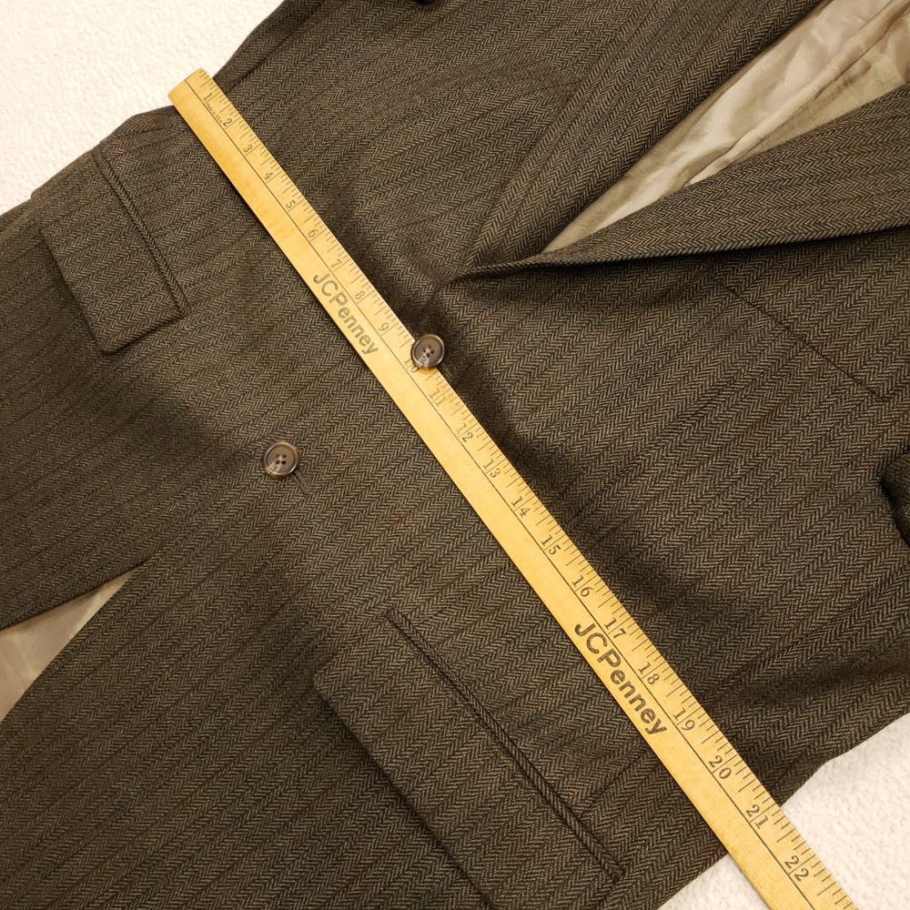 Lauren Ralph Lauren Sport Coat Mens 40S Brown Wool Herringbone Pinstripe Blazer - Picture 9 of 14